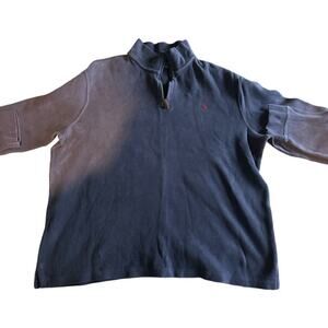 Vintage Polo Ralph Lauren Quarter Zip Cable Knit Sweater Navy Blue